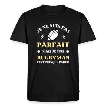 pas parfait rugby homme humour rugbyman cadeau - T-shirt Premium bio Homme - noir - Devant - Nico (187cm)
