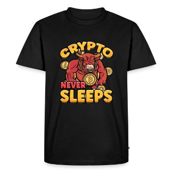 Crypto Never Sleeps Cryptocurrency BTC - Men's Premium Organic T-Shirt - black - Front - Nico (187cm)