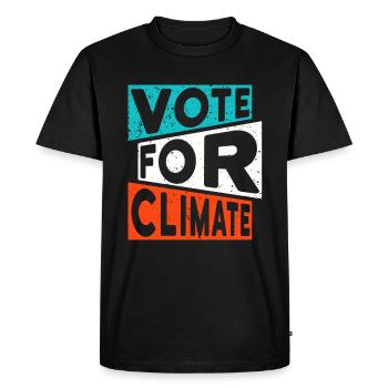 Slogan sur le changement climatique : VOTEZ POUR LE CLIMAT - T-shirt Premium bio Homme - noir - Devant - Nico (187cm)