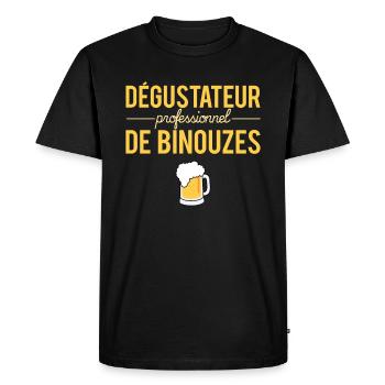 Dégustateur professionnel de binouzes bière humour - T-shirt Premium bio Homme - noir - Devant - Nico (187cm)