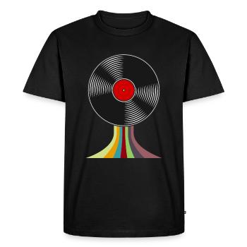 Disque vinyle - retro - musique - vintage - DJ - T-shirt Premium bio Homme - noir - Devant - Nico (187cm)