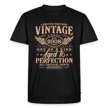Vintage, 2008, Vintage, Anniversaire, Cadeau Rétro - T-shirt Premium bio Homme - noir - Devant - Nico (187cm)