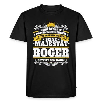 Sa Majesté Roger - T-shirt Premium bio Homme - noir - Devant - Nico (187cm)