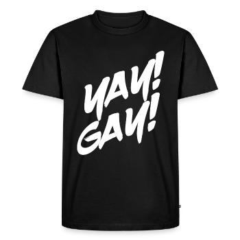 Yay Gay - LGBT Christopher Street Day CSD - T-shirt Premium bio Homme - noir - Devant - Nico (187cm)