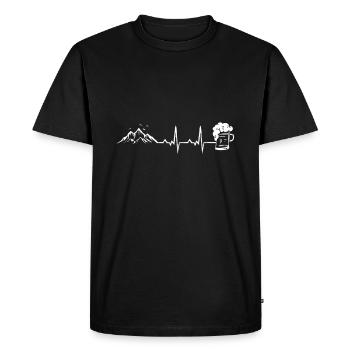 Herzschlag Berge und Bier - Männer Premium Bio T-Shirt - Schwarz - Vorne - Nico (187cm)