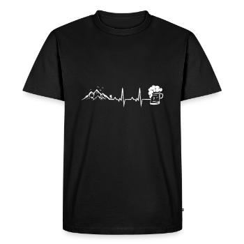 Heartbeat mountains and beer - Men's Premium Organic T-Shirt - black - Front - Nico (187cm)