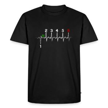 Changement de vitesse moto 1N23456 pulsation cardiaque ECG impulsion - T-shirt Premium bio Homme - noir - Devant - Nico (187cm)