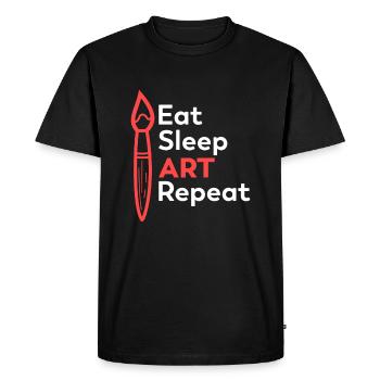 Eat Sleep Art Repeat - Art drôle - T-shirt Premium bio Homme - noir - Devant - Nico (187cm)