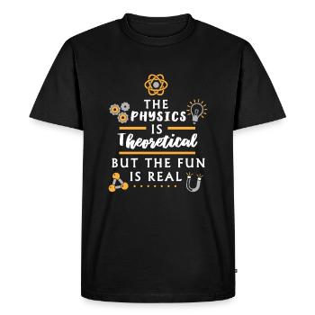 La physique est théorique - Physicien drôle - T-shirt Premium bio Homme - noir - Devant - Nico (187cm)