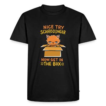 Quantum physics gift for a schrodinger fan - Men's Premium Organic T-Shirt - black - Front - Nico (187cm)