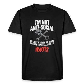 Je ne suis pas anti-social - Mécanicien drôle - T-shirt Premium bio Homme - noir - Devant - Nico (187cm)