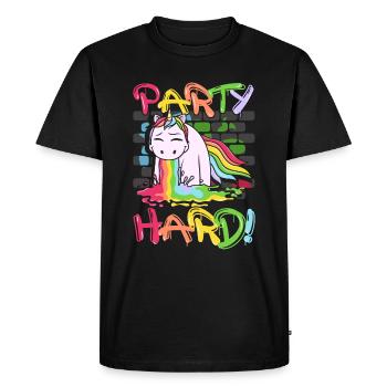 Cadeau d'alcool de fête de licorne vomissant - T-shirt Premium bio Homme - noir - Devant - Nico (187cm)