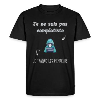 Je ne suis pas complotiste - T-shirt Premium bio Homme - noir - Devant - Nico (187cm)