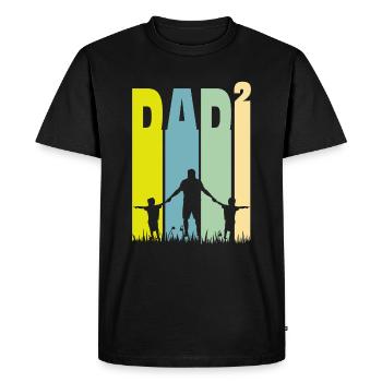 Father of two children Dad - Men's Premium Organic T-Shirt - black - Front - Nico (187cm)