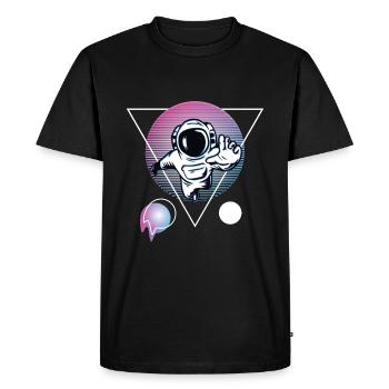 Vaporwave astronaute Retro Neon Retro Retro style - T-shirt Premium bio Homme - noir - Devant - Nico (187cm)