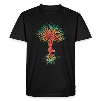 Yoga Pose Tree Of Life Namaste Meditation - Men's Premium Organic T-Shirt - black - Front - Nico (187cm)
