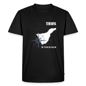 Tenerife Île Atlantique Coordonnées Carte Vacances - T-shirt Premium bio Homme - noir - Devant - Nico (187cm)