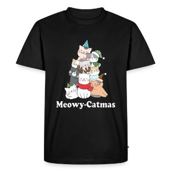 Mewoy-Catmas, Christmas, Cat, Christmas Cat - Men's Premium Organic T-Shirt - black - Front - Nico (187cm)