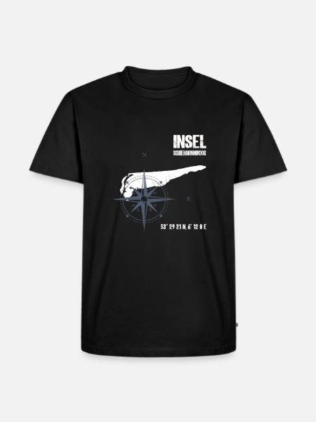 Schiermonnikoog Noordzee-eiland coördinaten kaart - Mannen Premium Bio T-shirt - zwart