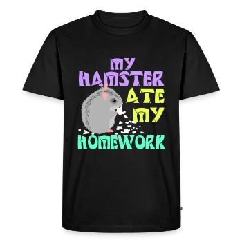Manger des hamsters - T-shirt Premium bio Homme - noir - Devant - Nico (187cm)