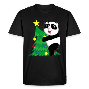 Christmas Panda - Men's Premium Organic T-Shirt - black - Front - Nico (187cm)