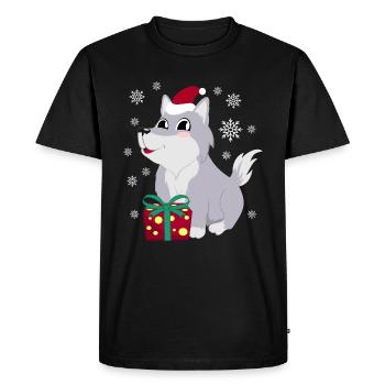 Loup du Père Noël - T-shirt Premium bio Homme - noir - Devant - Nico (187cm)