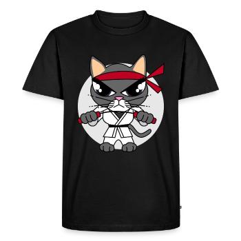 Karaté Chat - T-shirt Premium bio Homme - noir - Devant - Nico (187cm)