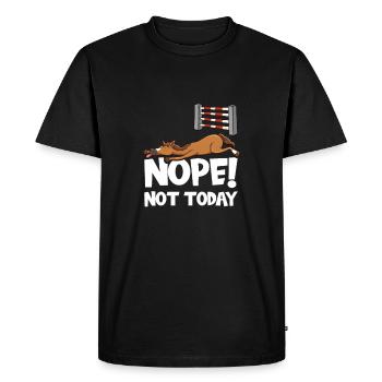 Le cheval sauteur se repose avant le saut - T-shirt Premium bio Homme - noir - Devant - Nico (187cm)