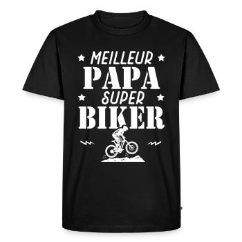 Cadeau papa meilleur papa biker vélo velo - T-shirt Premium bio Homme - noir - Devant - Nico (187cm)