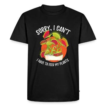 Désolé, je ne peux pas Vénus Flytrap Plant - T-shirt Premium bio Homme - noir - Devant - Nico (187cm)