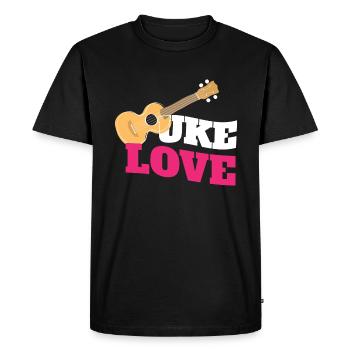 Uke Love Ukulele Guitar Music - Men's Premium Organic T-Shirt - black - Front - Nico (187cm)