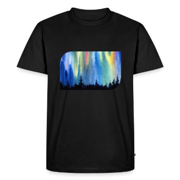 Aurores boréales de la forêt d’aurores boréales - T-shirt Premium bio Homme - noir - Devant - Nico (187cm)