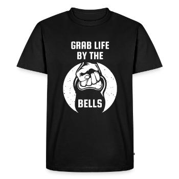Grab Life By The Bell Kettlebell Fitness - Men's Premium Organic T-Shirt - black - Front - Nico (187cm)