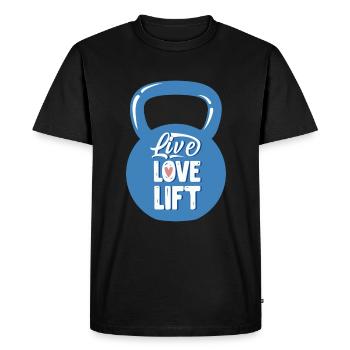 Live Love Lift Kettlebell Fitness - Men's Premium Organic T-Shirt - black - Front - Nico (187cm)