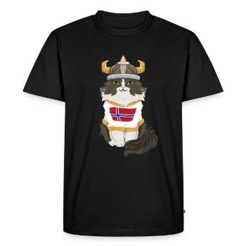 Norvège Chat Norvège Chaton - T-shirt Premium bio Homme - noir - Devant - Nico (187cm)