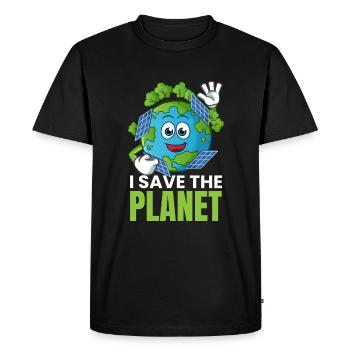 Je sauve la planète solaire photovoltaïque - T-shirt Premium bio Homme - noir - Devant - Nico (187cm)
