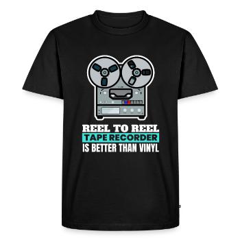 Reel To Reel Tape Recorder Tonbandgerät - Men's Premium Organic T-Shirt - black - Front - Nico (187cm)