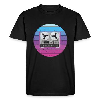 Retro Tape Recorder Tonbandgerät - Men's Premium Organic T-Shirt - black - Front - Nico (187cm)