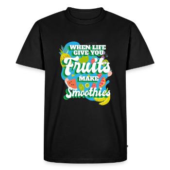 When Life Give You Fruit Smoothies - Men's Premium Organic T-Shirt - black - Front - Nico (187cm)