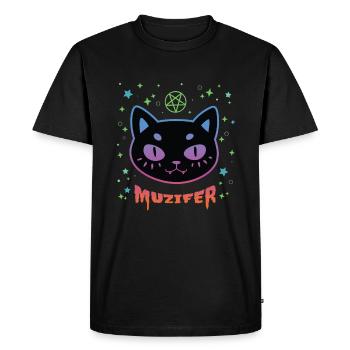 Muzifer chaton chaton diable Lucifer - T-shirt Premium bio Homme - noir - Devant - Nico (187cm)
