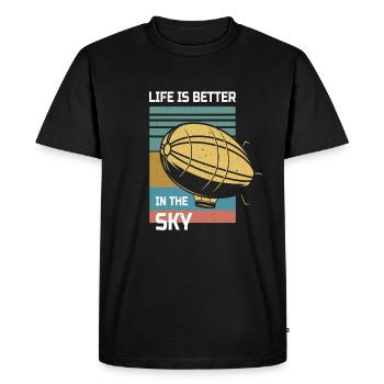 Life Is Better in The Sky Zeppelin - Men's Premium Organic T-Shirt - black - Front - Nico (187cm)
