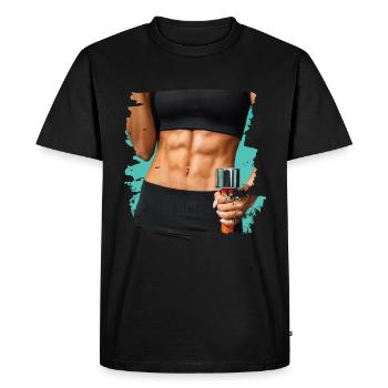 Faux Muscle Femme Fitness Corps des Femmes - T-shirt Premium bio Homme - noir - Devant - Nico (187cm)