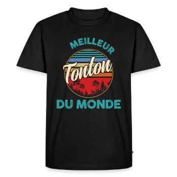 Meilleur Tonton du monde Citation Cadeau Homme - T-shirt Premium bio Homme - noir - Devant - Nico (187cm)