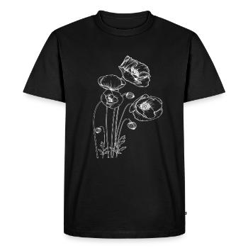 Coquelicot en fleurs blanches Flora Natural - T-shirt Premium bio Homme - noir - Devant - Nico (187cm)