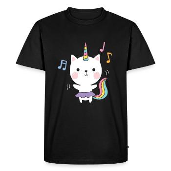 Cat Unicorn Kitten Children - Men's Premium Organic T-Shirt - black - Front - Nico (187cm)