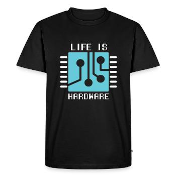 La vie est matériel informaticien Hack Coder - T-shirt Premium bio Homme - noir - Devant - Nico (187cm)
