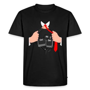 Ctrl alt del hack ordinateur informaticien - T-shirt Premium bio Homme - noir - Devant - Nico (187cm)