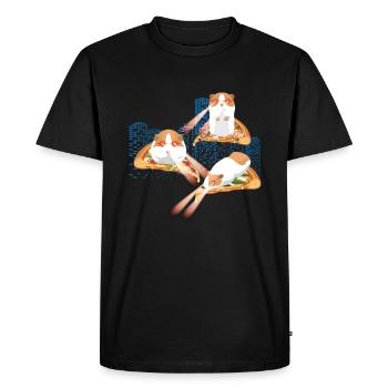 Laser Guinea Pig Pizza Space - Men's Premium Organic T-Shirt - black - Front - Nico (187cm)