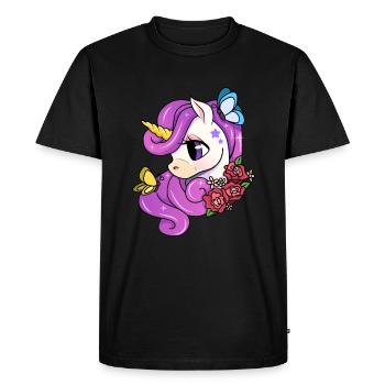 Cute Unicorn Motif Children Girl - Men's Premium Organic T-Shirt - black - Front - Nico (187cm)