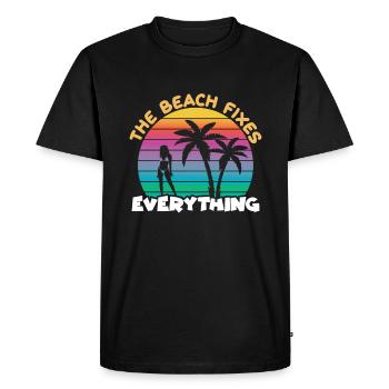 Beach Fixes Everything Strand Surfer - Men's Premium Organic T-Shirt - black - Front - Nico (187cm)